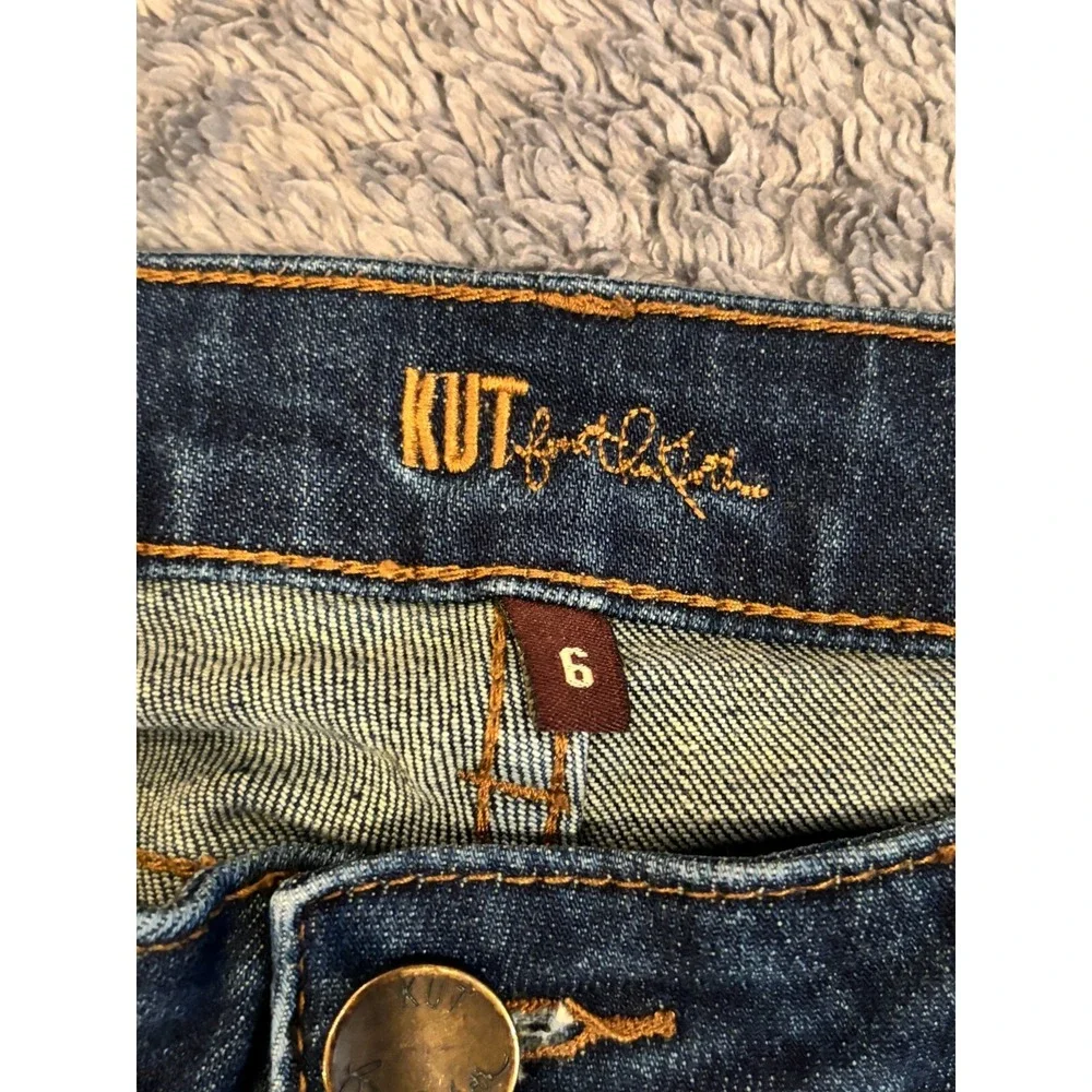 Kut From The Kloth Jeans Women 6 Blue Denim Straight Leg Dark Wash Whisker